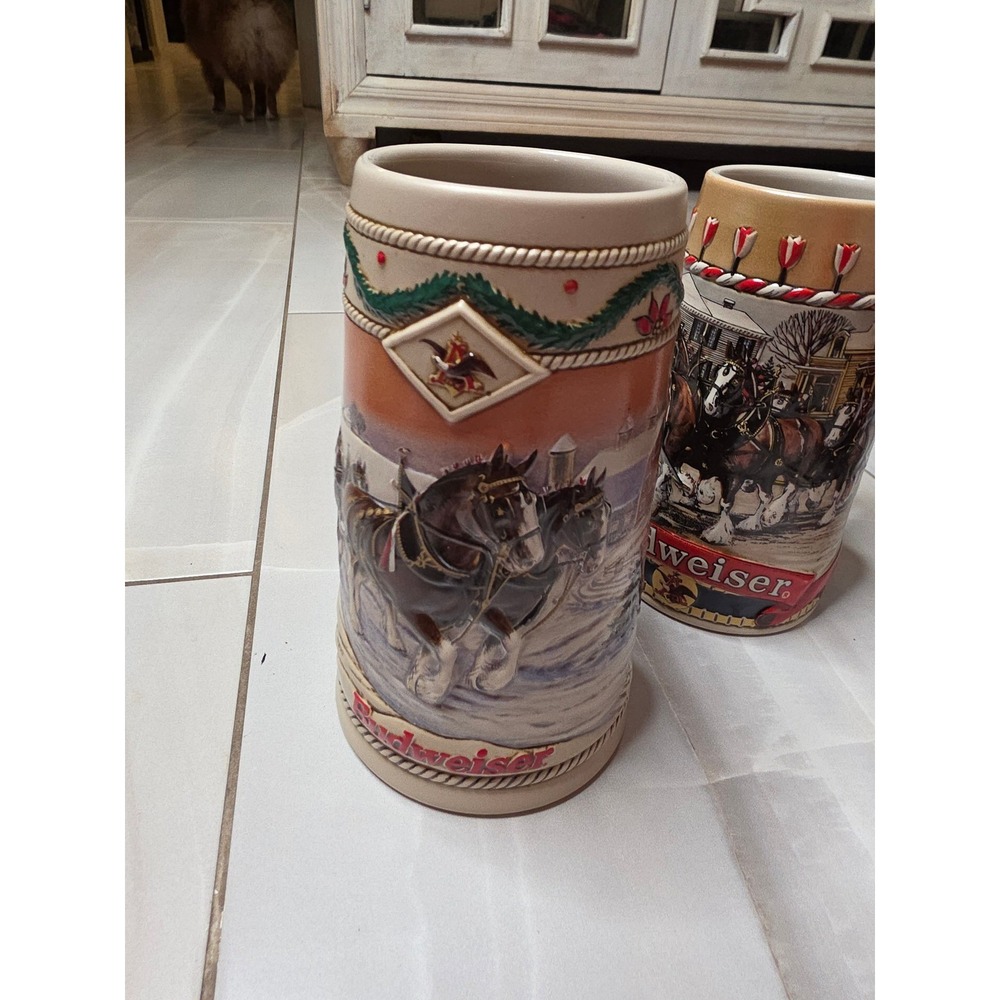 Budweiser Holida Stein Lot 3 1996 American Homestead 2007 Winter's Calm B Series - Picture 12 of 16